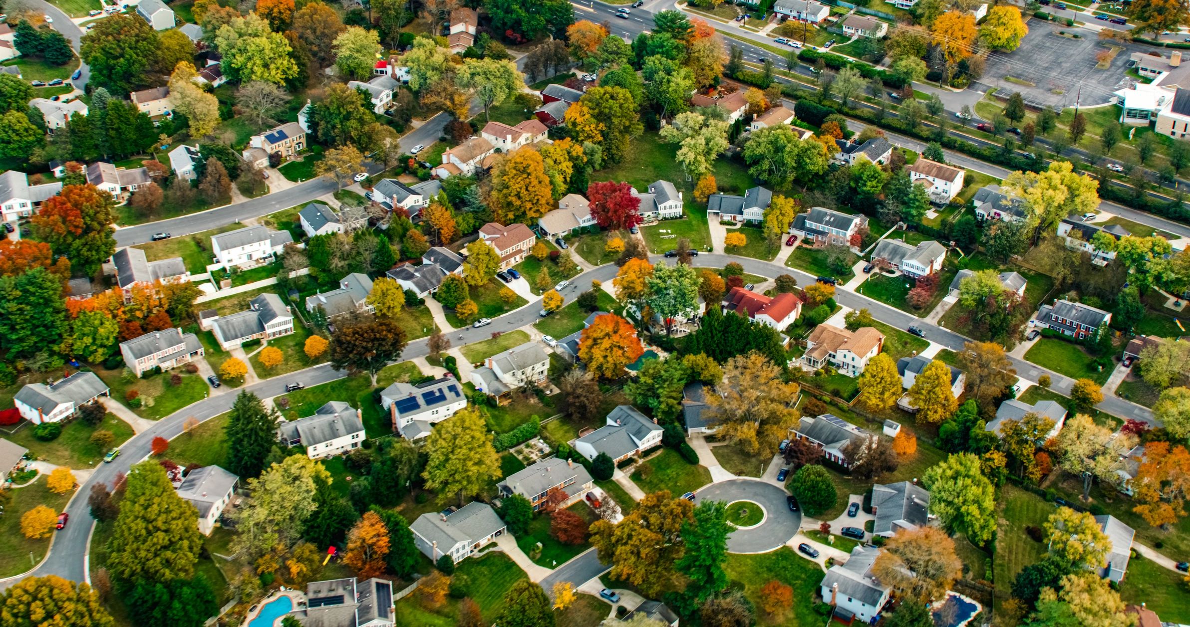 residential neighborhood aerial view
